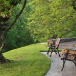 Relax on a bench around the pond and watch the sun rise.