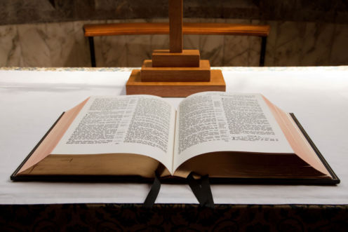 Bible on altar