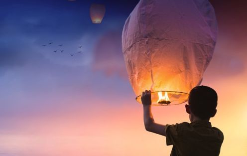 lantern, sky, light