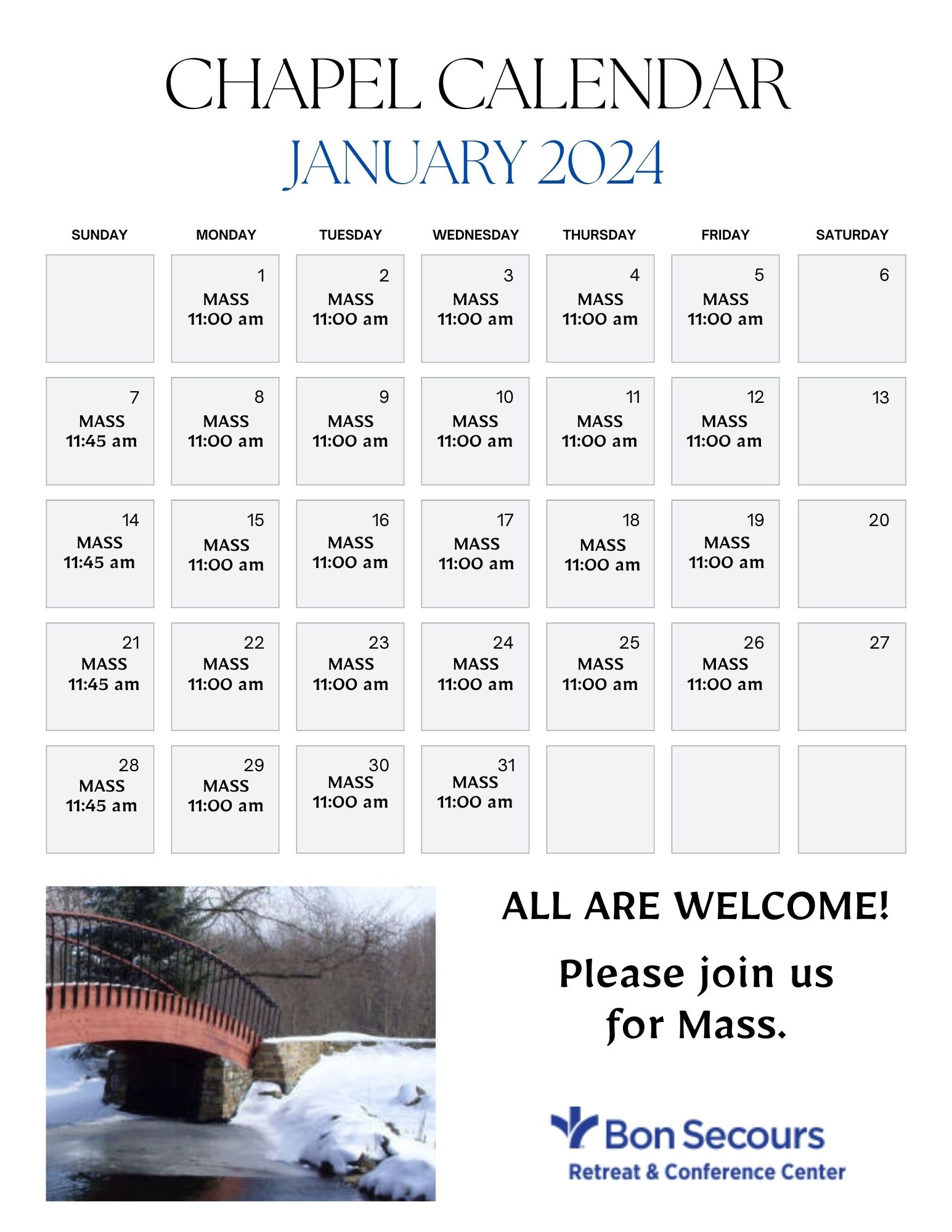 mass-schedule-bon-secours-retreat-conference-center